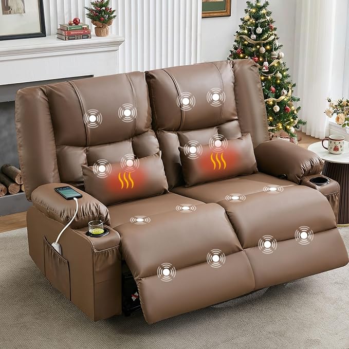 Swivel Rocker Recliner Chair with Massage & Heat