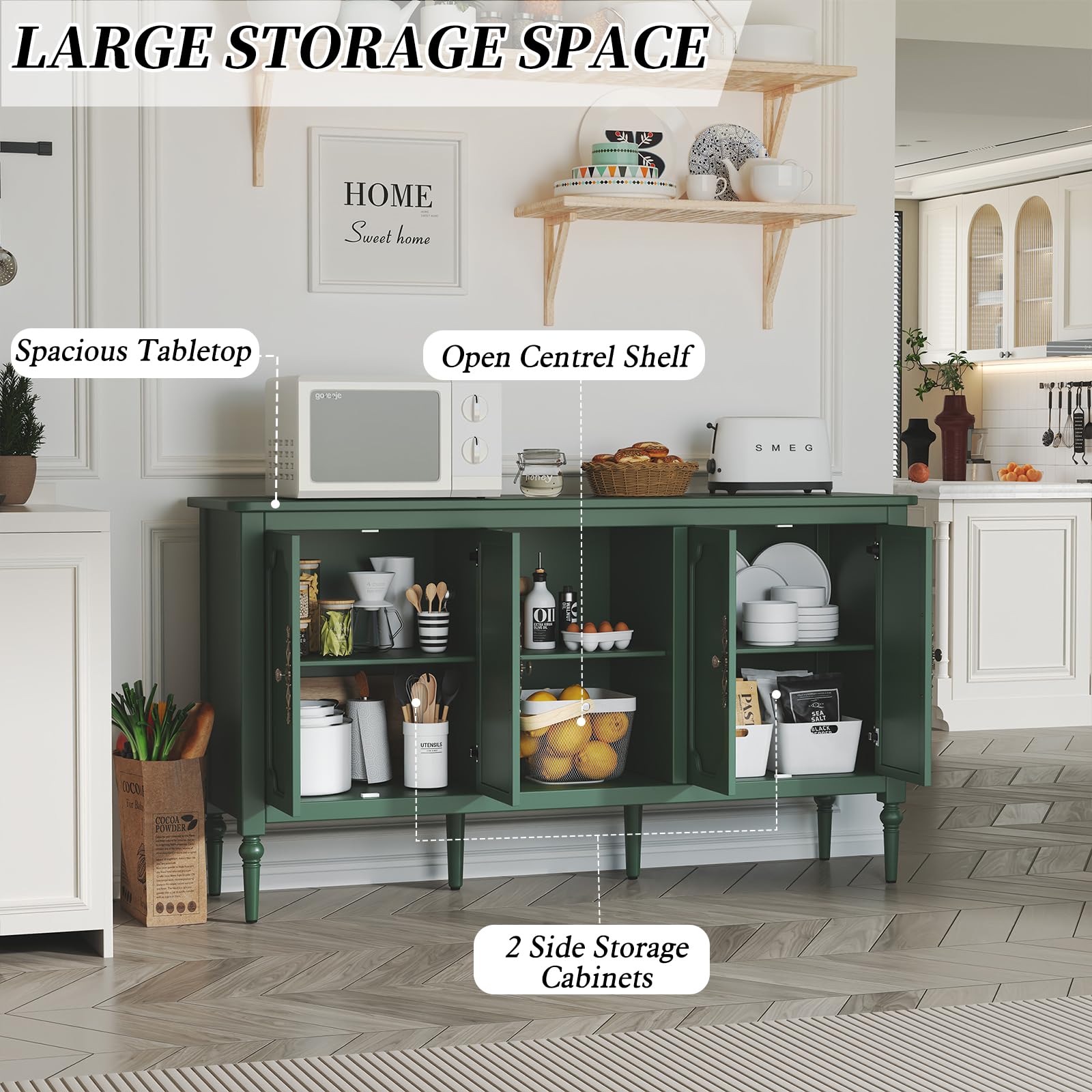 59" Buffet Sideboard Cabinet with 4 Doors