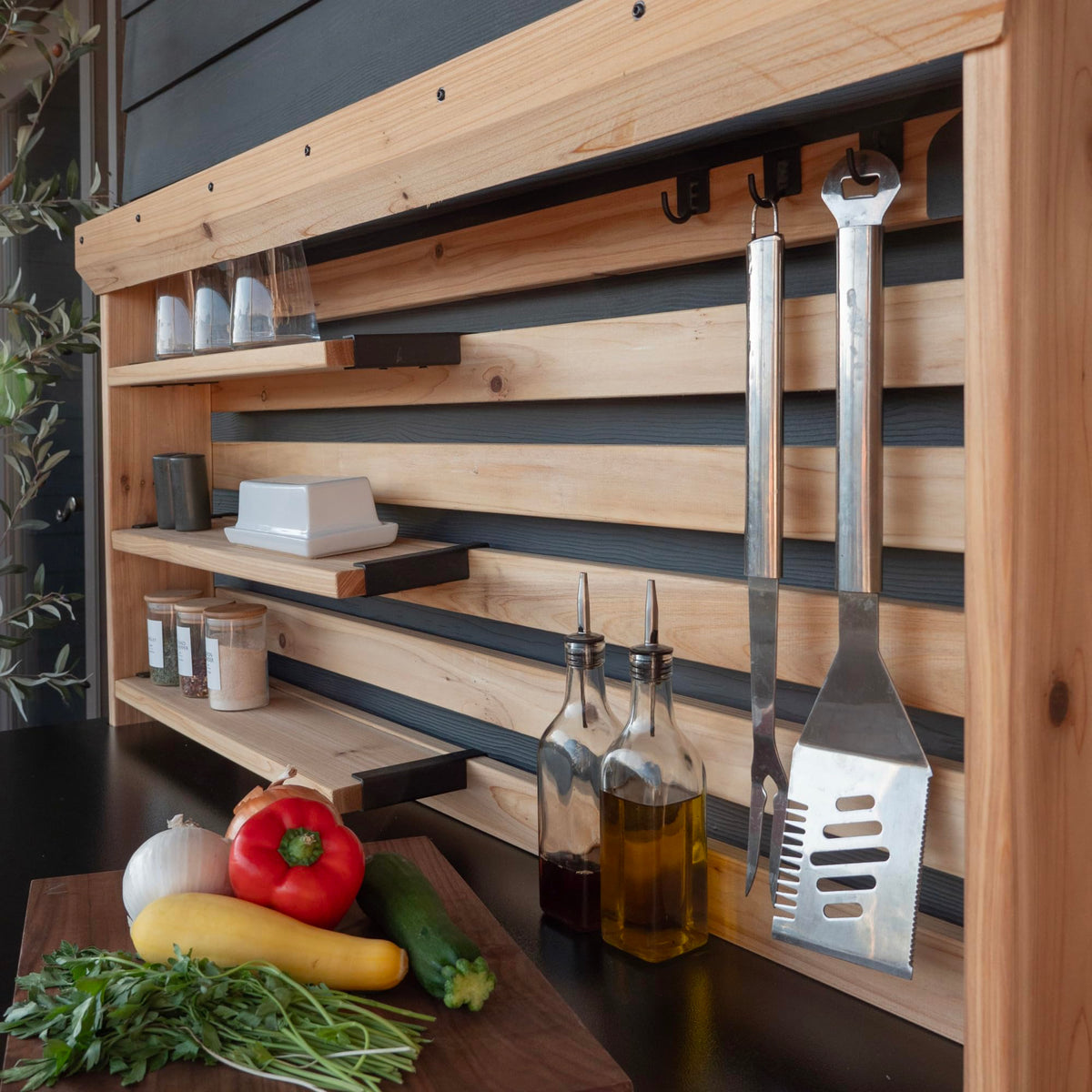 Cedar Buffet Hutch Serving Cart