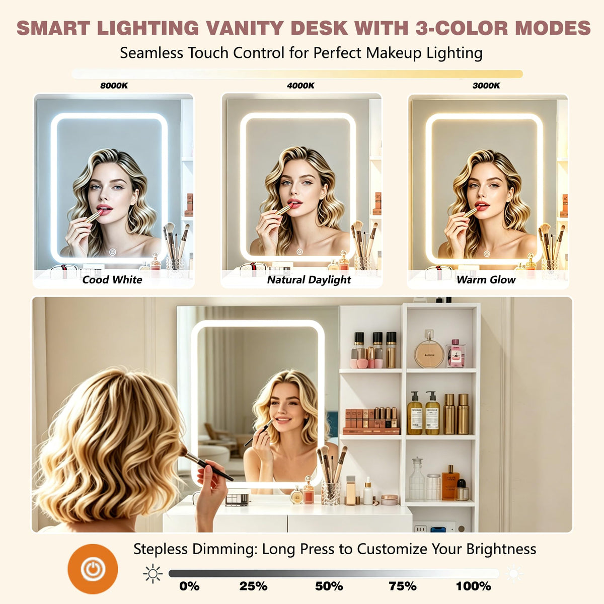 White LED Makeup Vanity Set