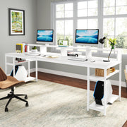 78.74" Double Desk with Monitor Stand & Storage Shelves