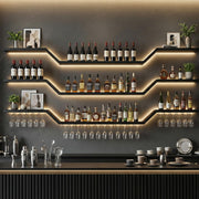 XcyUktp 78.7in Wall Mounted Wine Rack with LED & Glass Holder, Metal 3-Tier