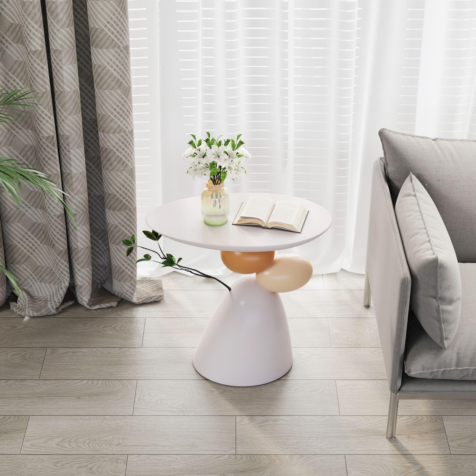 Oval Resin Pedestal Side Table