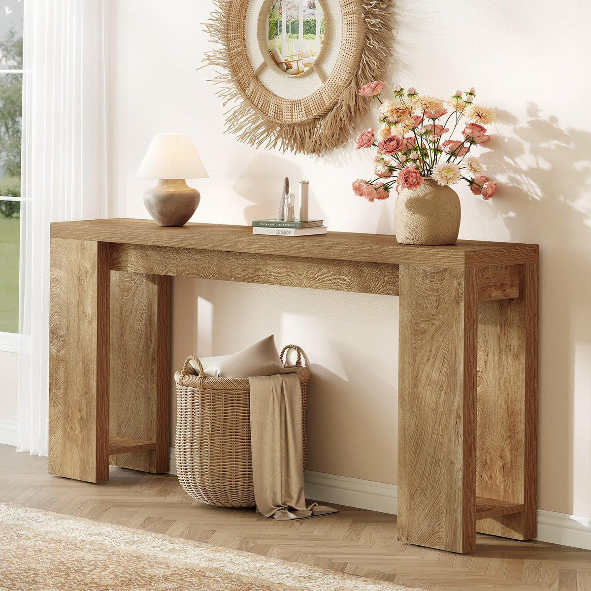 LITTLE TREE 70.9-Inch Console Table for Entryway, Hallway, and Living Room