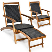 Tangkula Set of 2 Outdoor Reclining Lounger Chairs, 5 Back & 2 Leg Positions Patio Adjustable Chaise Lounge, Suitable for Lawn, Poolside, Garden Yard and Beach