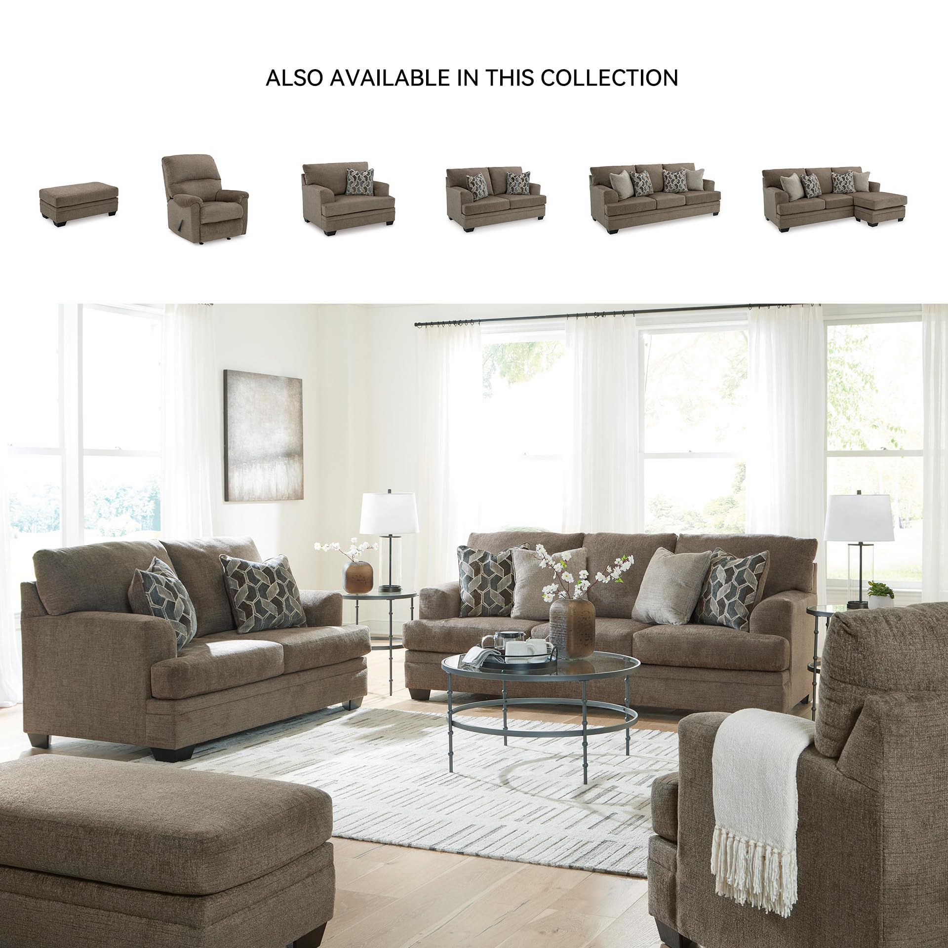 Signature Design by Ashley Stonemeade Modern Ottoman with Foam Cushion, Grayish Brown
