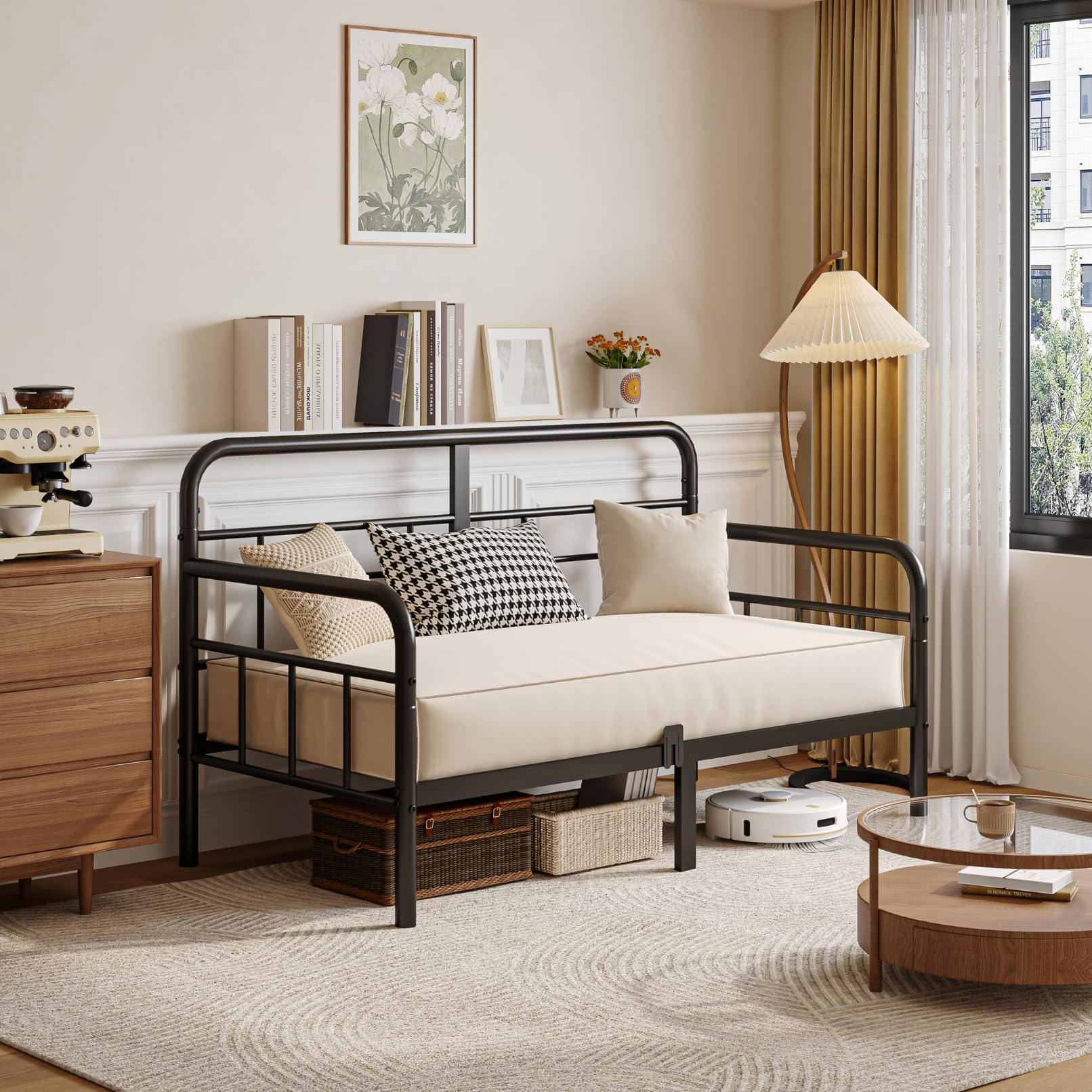 Twin Metal Daybed Frame with Headboard