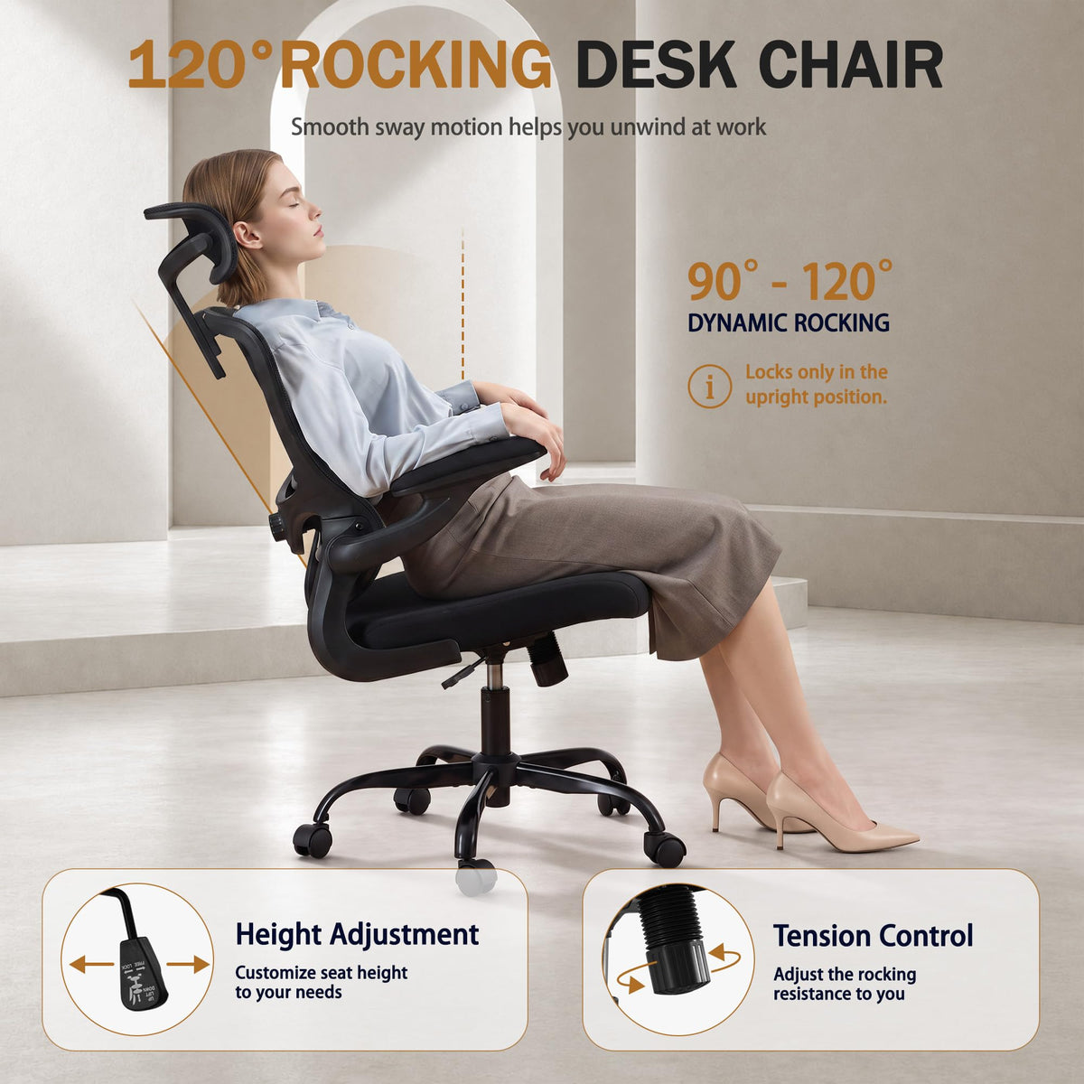 OwgeinSet Ergonomic Office Desk Chair, High Back Mesh Computer Comfy Chair
