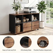 Tribesigns 55-Inch Executive Desk with 43" Mobile File Cabinet, L-Shaped Computer Desk with Drawers & Shelves, Large Industrial Home Office Desk Set with Storage, Brown & Black