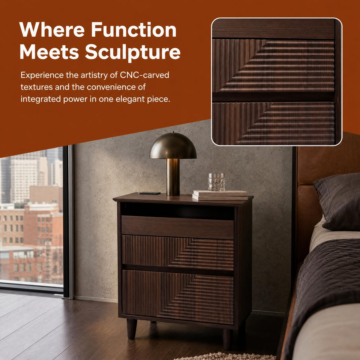 Fluted Charging Nightstand