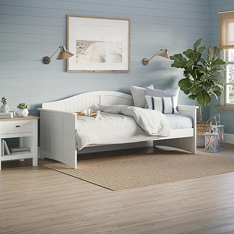 Solid Wood Twin Daybed with Beadboard Design & 2 Storage Drawers