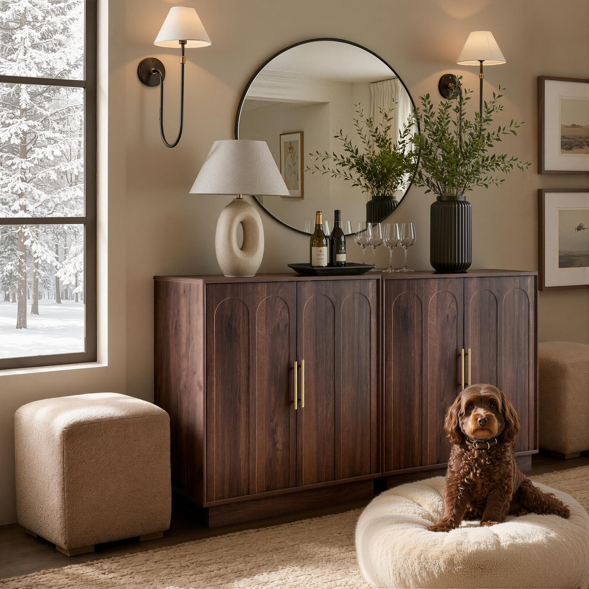 Walnut Wine Bar Cabinet