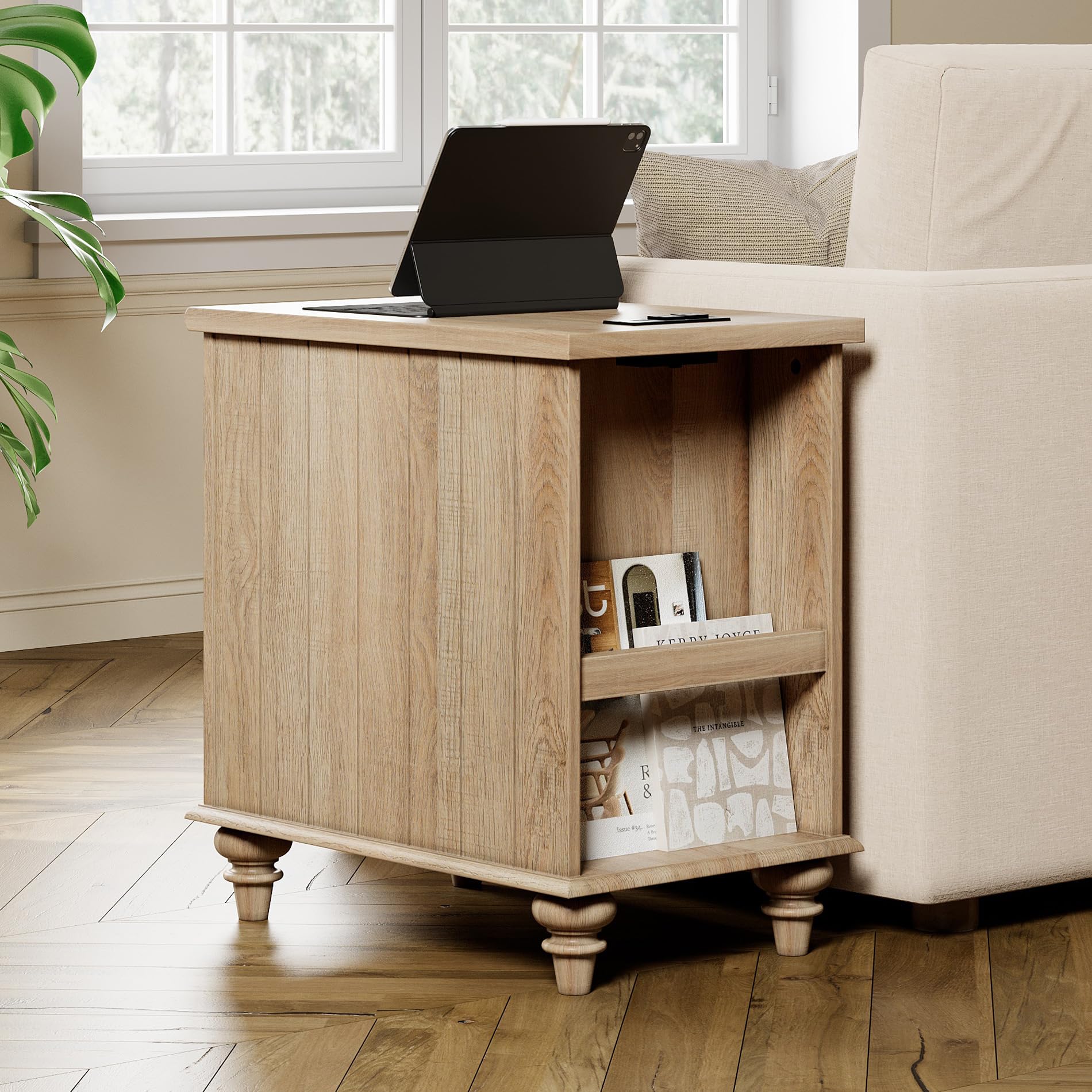 3-Piece Farmhouse Coffee & End Table Set with Charging Station