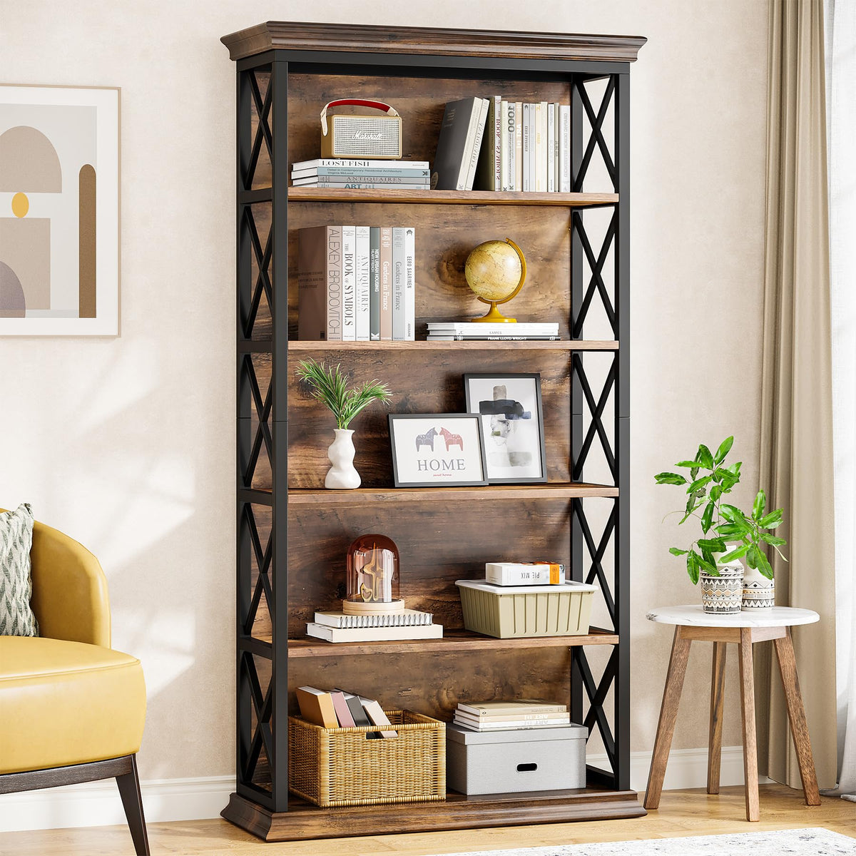 Industrial X-Frame Bookcase