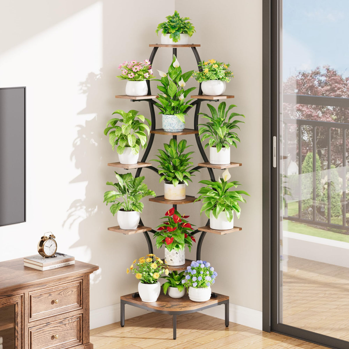 Corner Plant Stand with Grow Lights