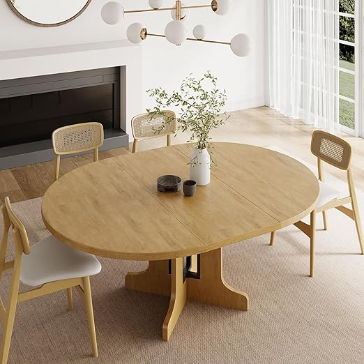 Round Extendable Dining Table, Seats 4-6