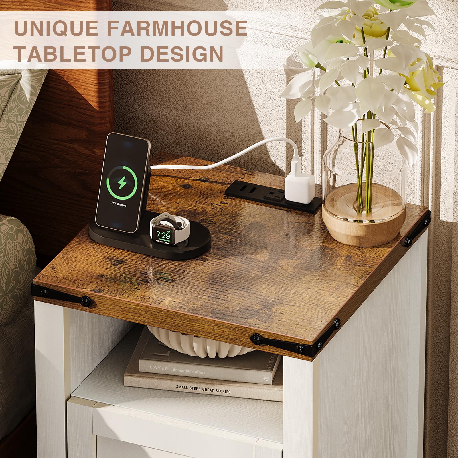 3-Piece Farmhouse Coffee & Side Table Set with Storage