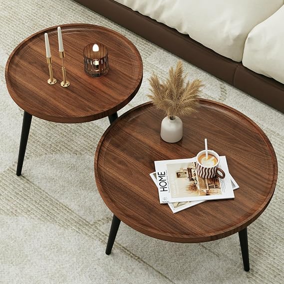 Walnut Round Nesting Coffee Tables