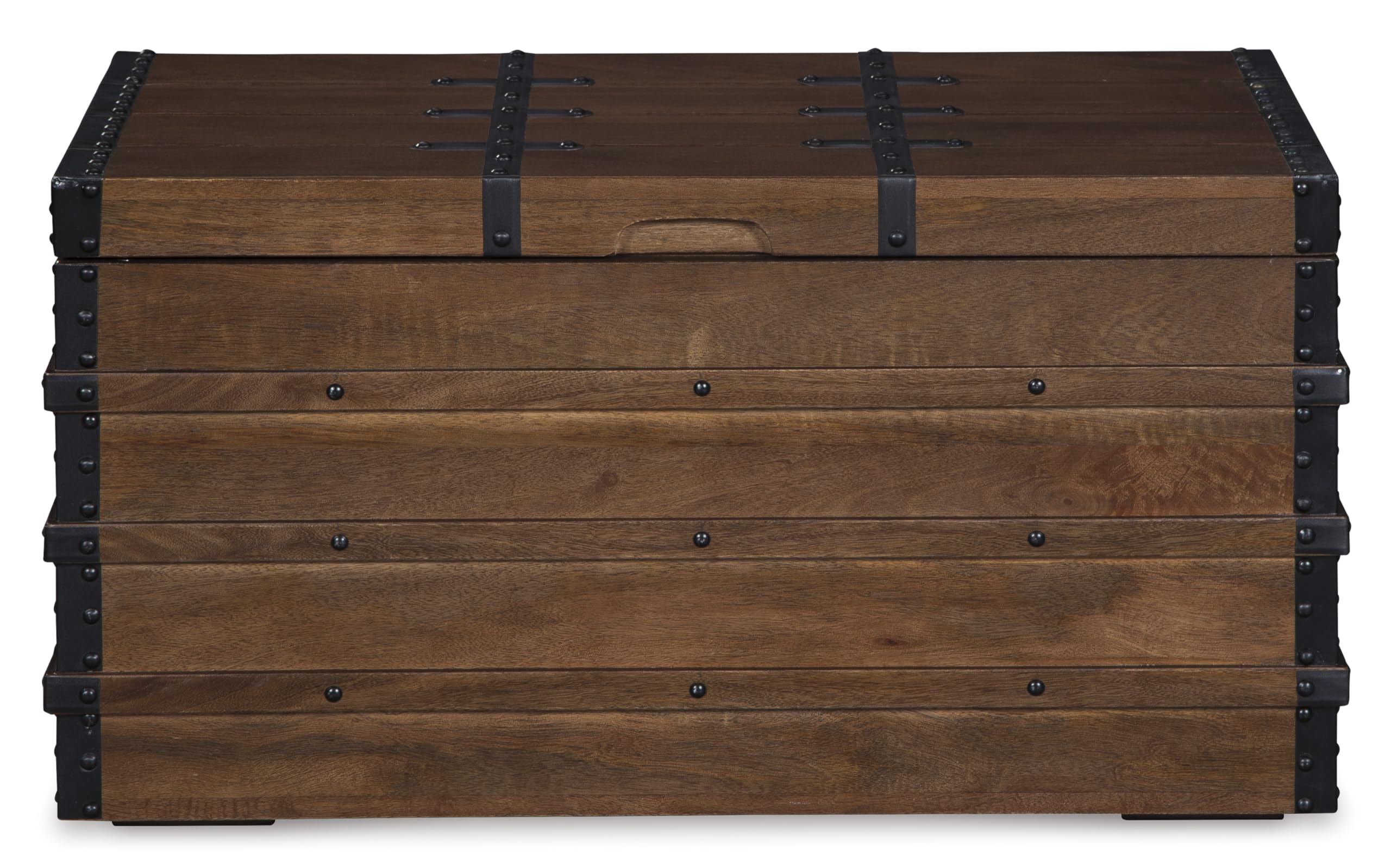 Wooden Storage Trunk with Hinged Top – Dark Brown