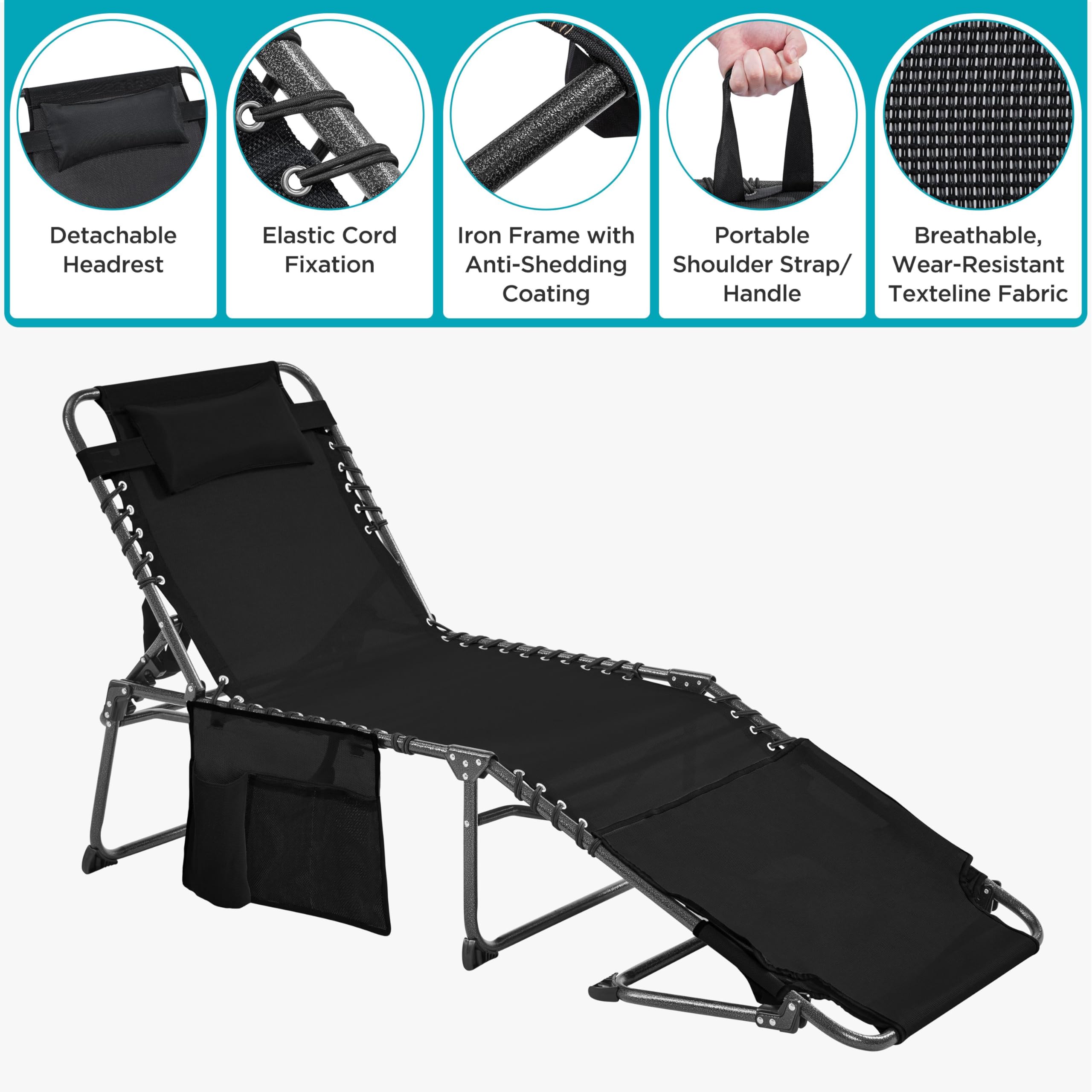 5-Position Folding Tanning Lounge Chair