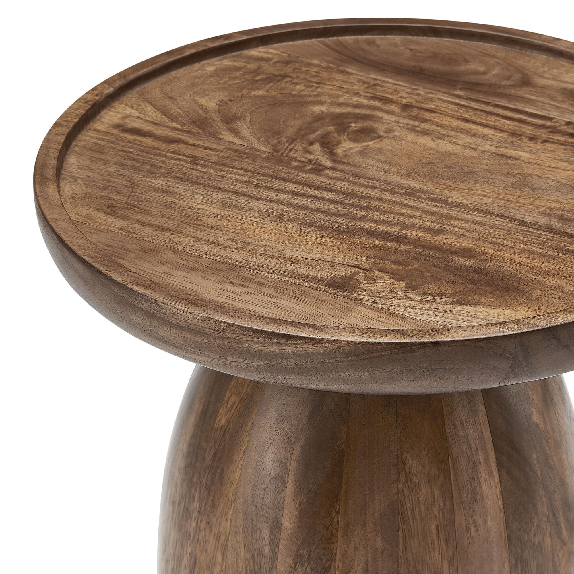 Round Mango Wood Side Table