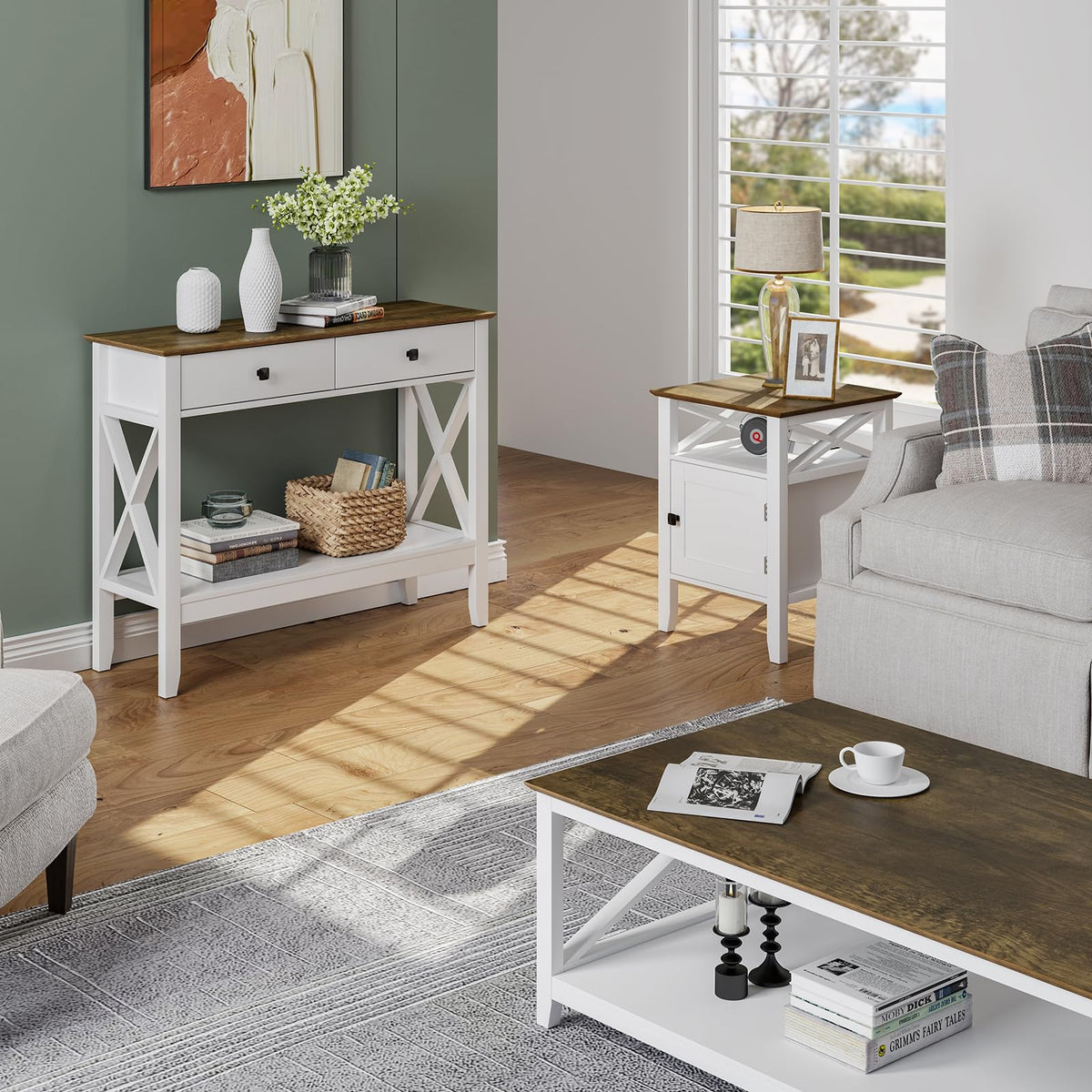 White Console Table with Drawers