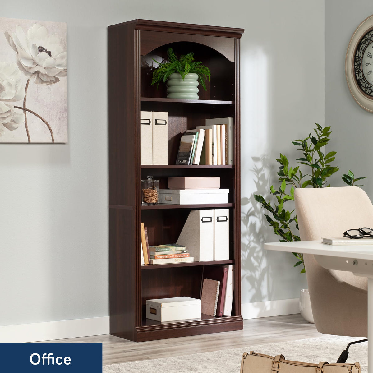 Cherry 5-Shelf Bookcase