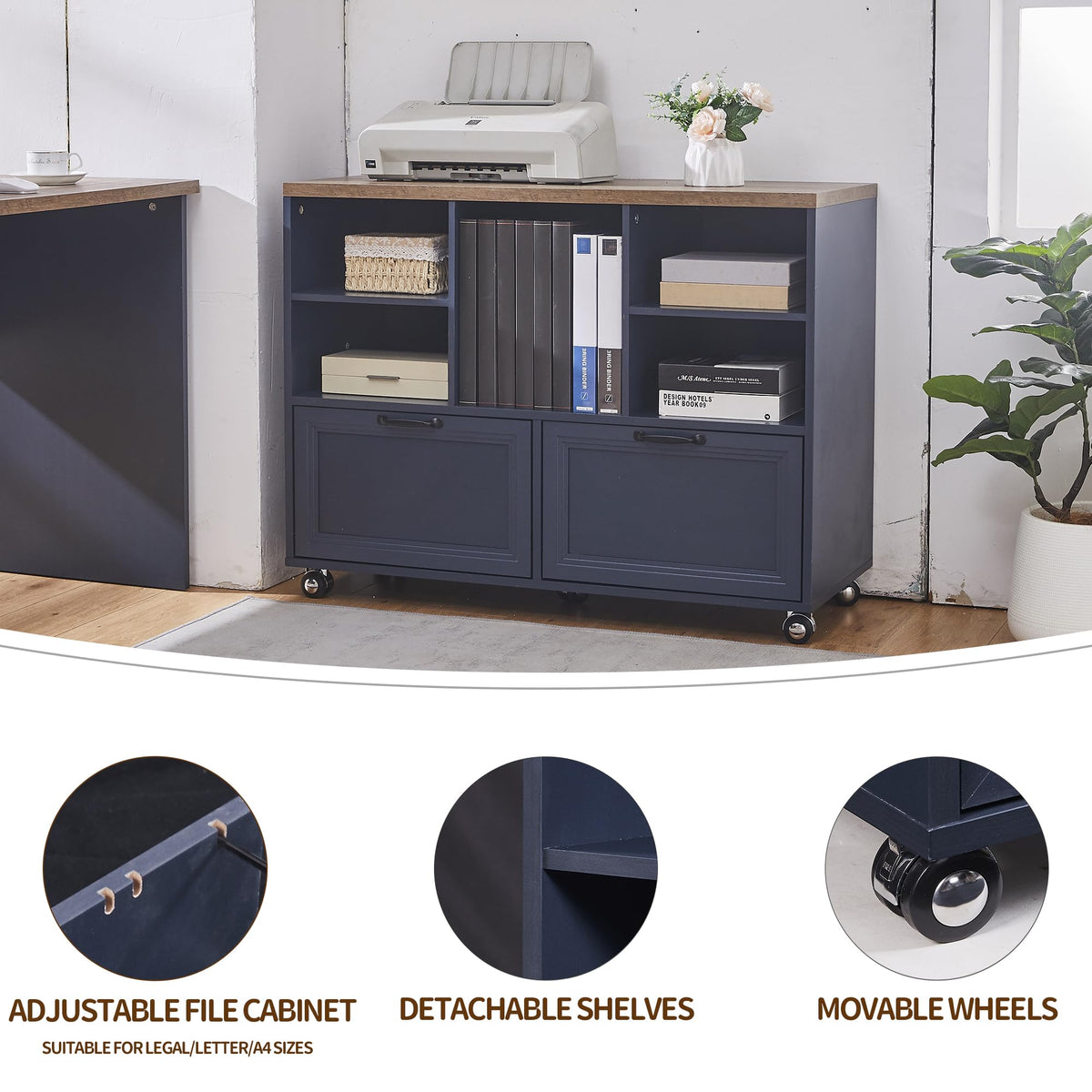 Farmhouse Rolling File Cabinet