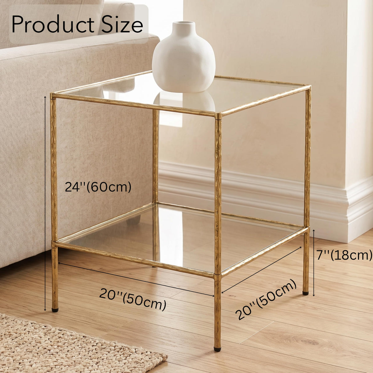 Gold Glass Side Table