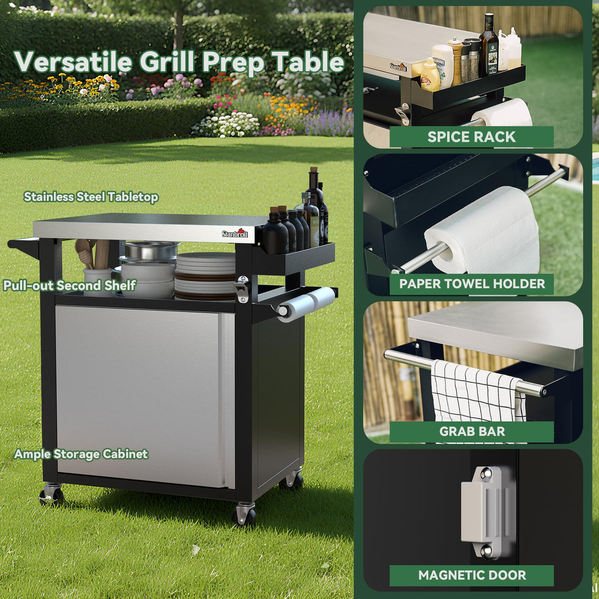 Rolling Grill Prep Cart