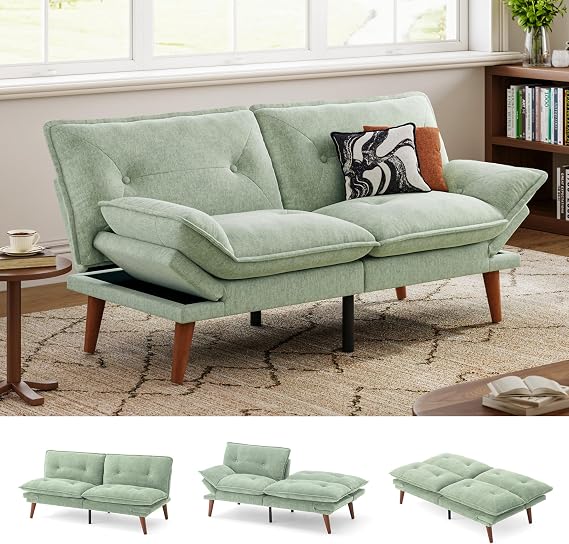 Convertible Futon Sofa Bed – 3-in-1 Chenille Loveseat Sleeper