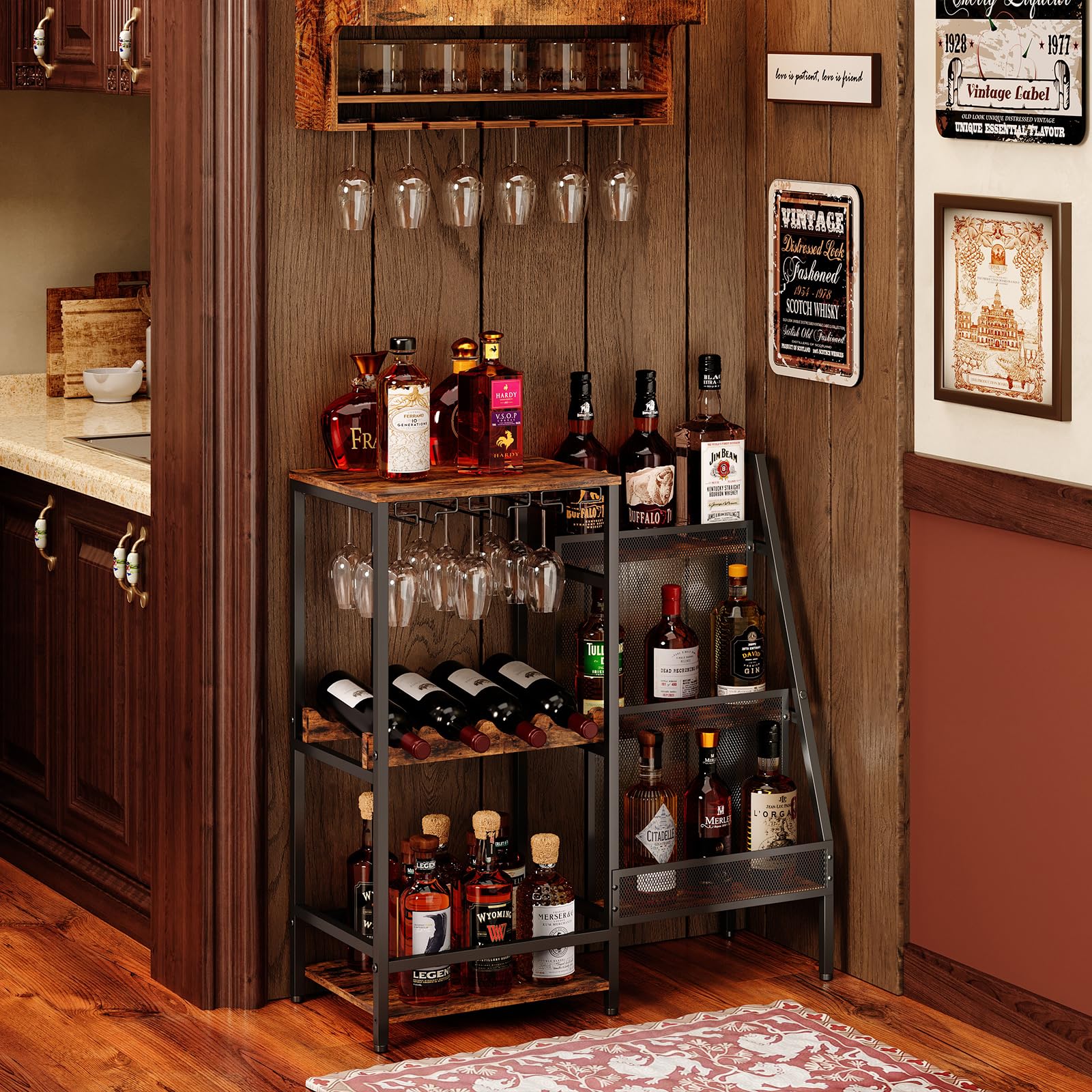 Wine Rack with Mini Bar Table