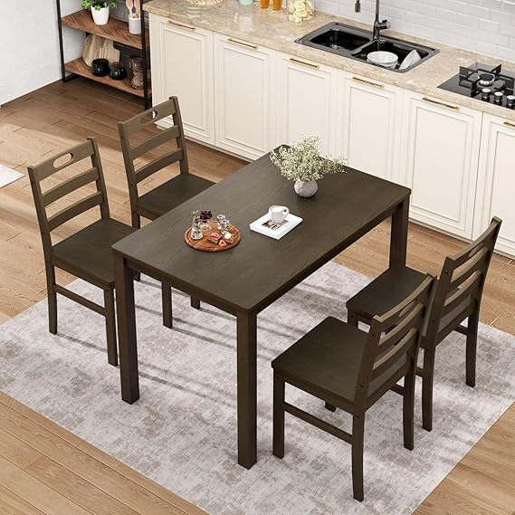 5-Piece Farmhouse Dining Table Set for 4