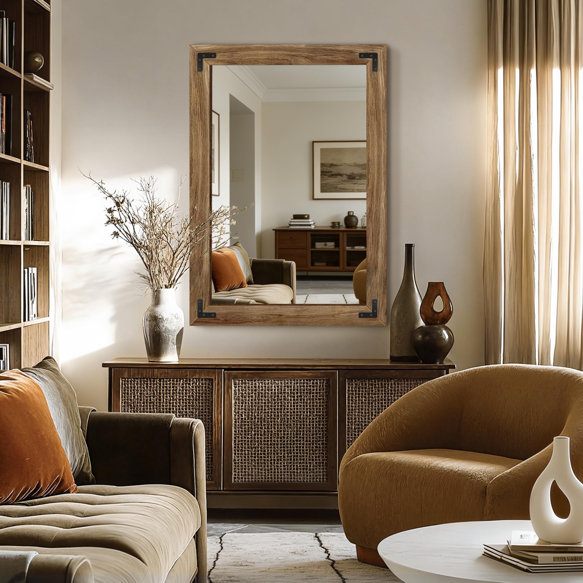 Farmhouse Wood Frame Wall Mirror