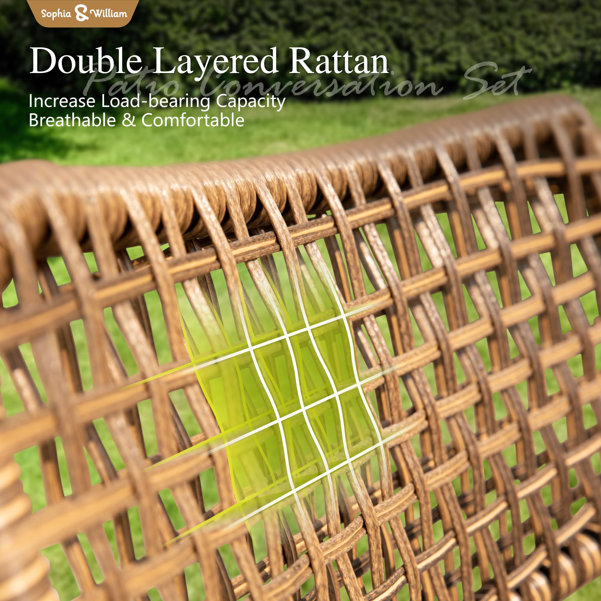 3-Piece Outdoor Bistro Set – Stackable Rattan Chairs & Acacia Wood Table