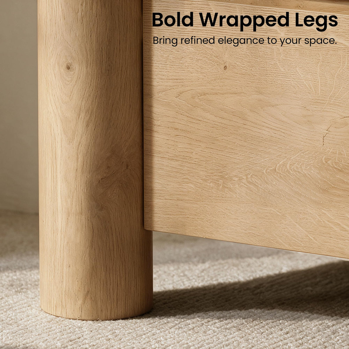 ModernMate Nightstands Set of 2, 26" Night Stand with 2 Drawers, Large Bedside Table with Thick Top, Stable Round Legs, Wood Nightstand for Bedroom Living Room End Bed Side Tables,Natural Oak