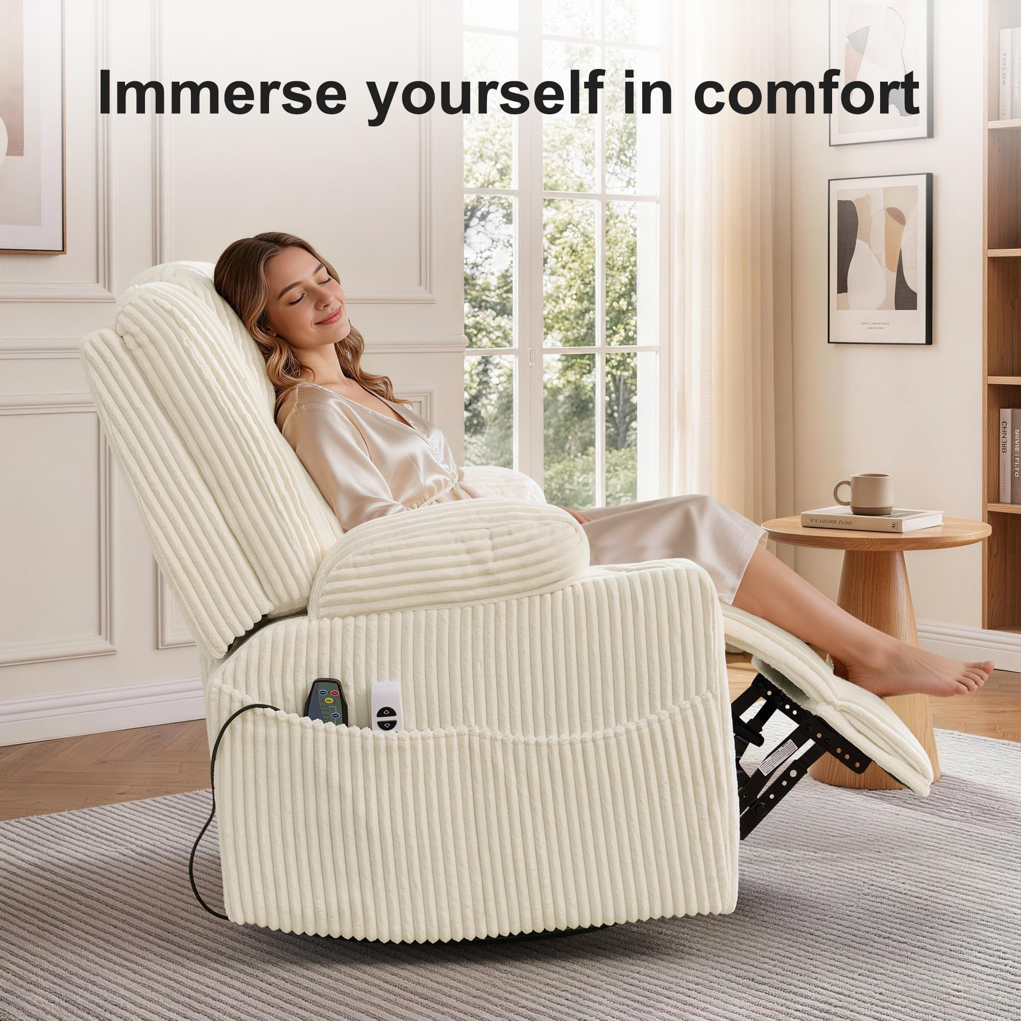 Power Swivel Rocker Recliner with Massage & Heat