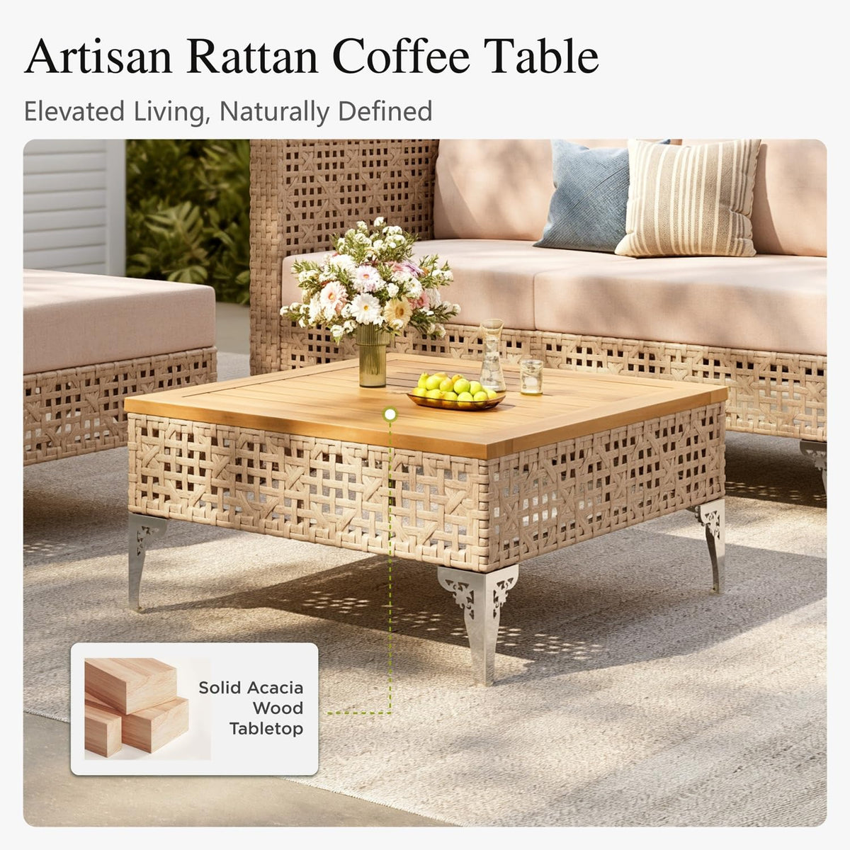 Wicker Patio Sectional Set with Coffee Table