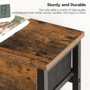 HOOBRO 29.5" Narrow Console Table with 2 Fabric Drawers, Small Entryway Table with 2-Tier Storage Shelves, Sofa Table, Behind Couch Table, for Living Room, Hallway, Rustic Brown and Black BF71XG01
