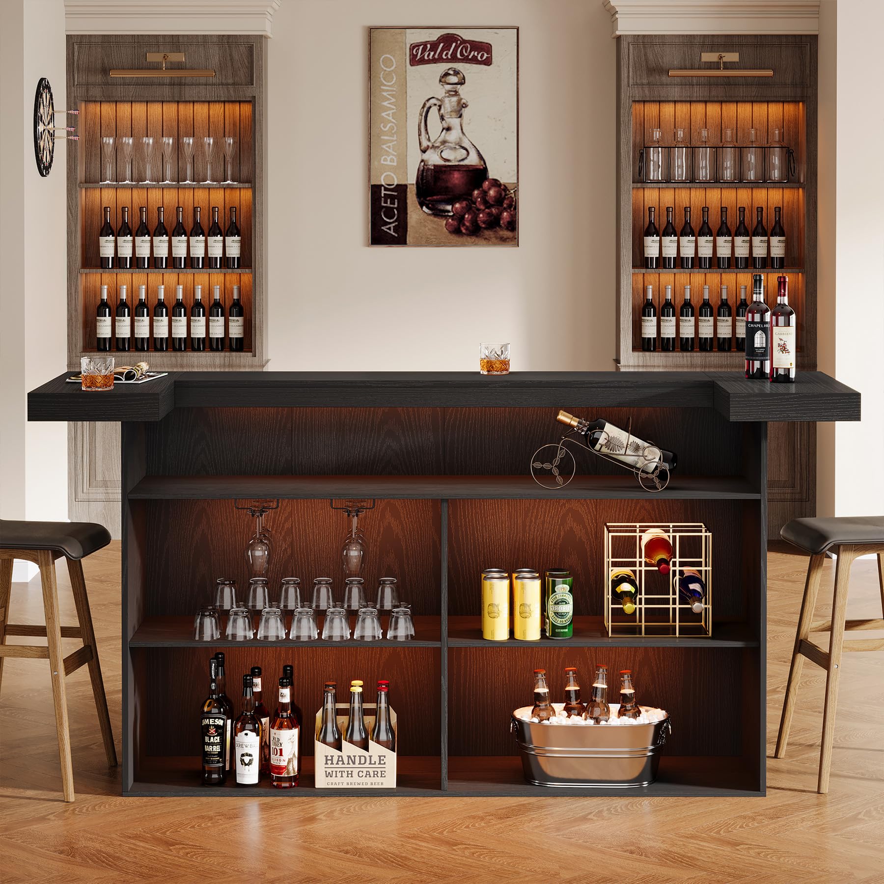 4-Tier Bar Table with Wine Glass Holder & Footrest