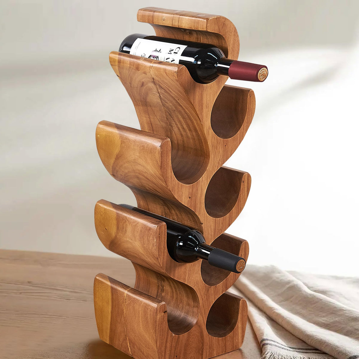Warmaxx 8 Bottle Wine Rack Solid Wood Bottle Holder 27.5" Height Brown