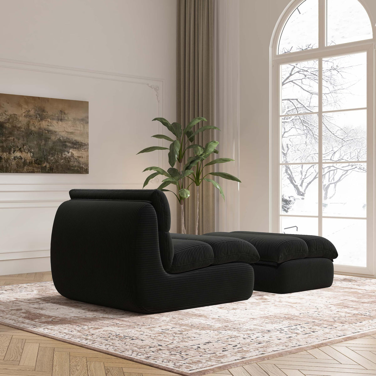 YVDNHP Bean Bag Chair with Ottoman, Reading Chair for Adults Black