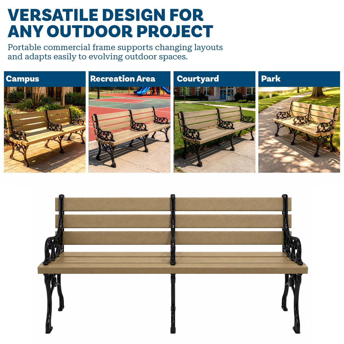 Barco Products Georgetown 6 Ft Outdoor Park Bench with Arms, Cedar