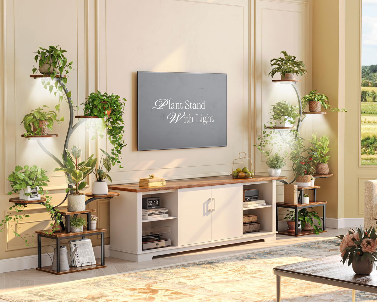 PRAISUN 51 Inch Plant Stand with Grow Lights, 8 Tiered Indoor Plant Shelf