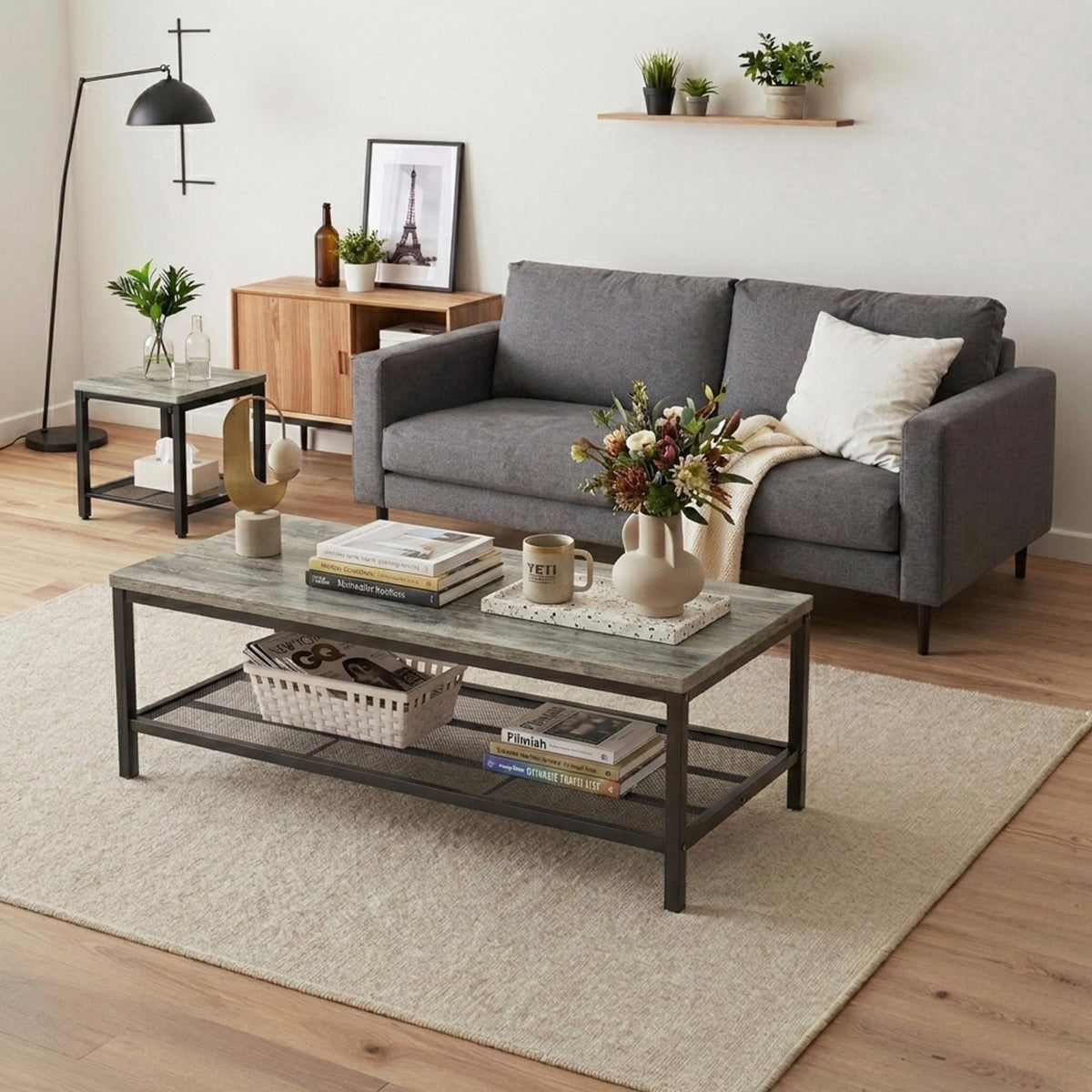 Ariseast 3-Piece Coffee Table Set with 2 End Tables