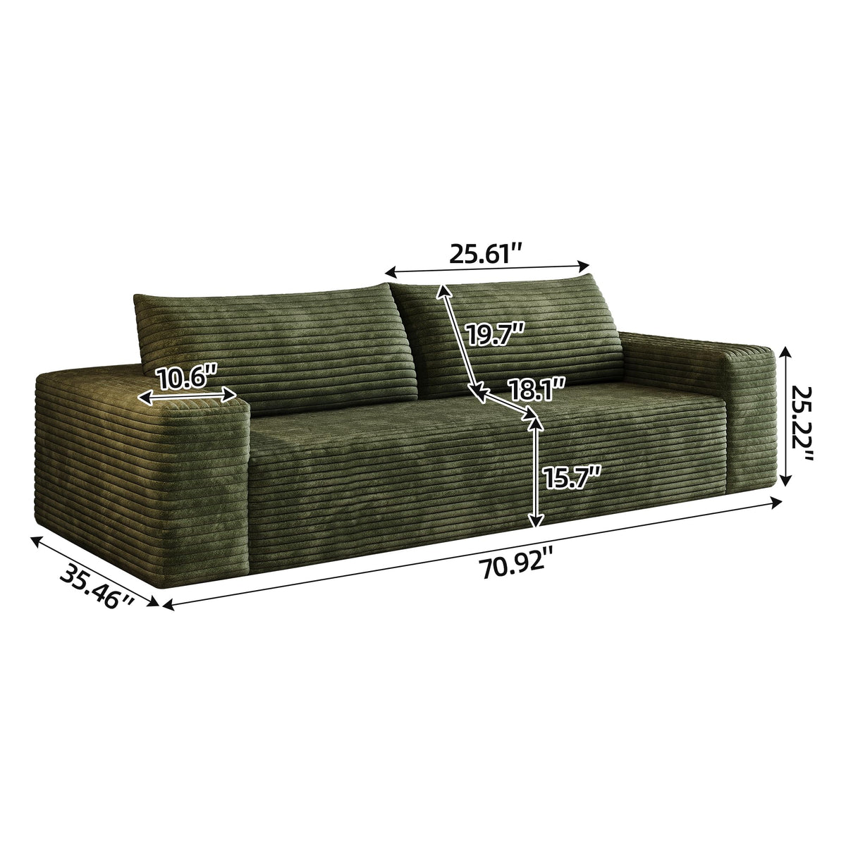 Corduroy Foam Loveseat