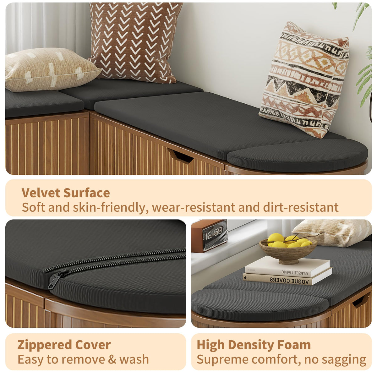 Cushioned Corner Storage Bench