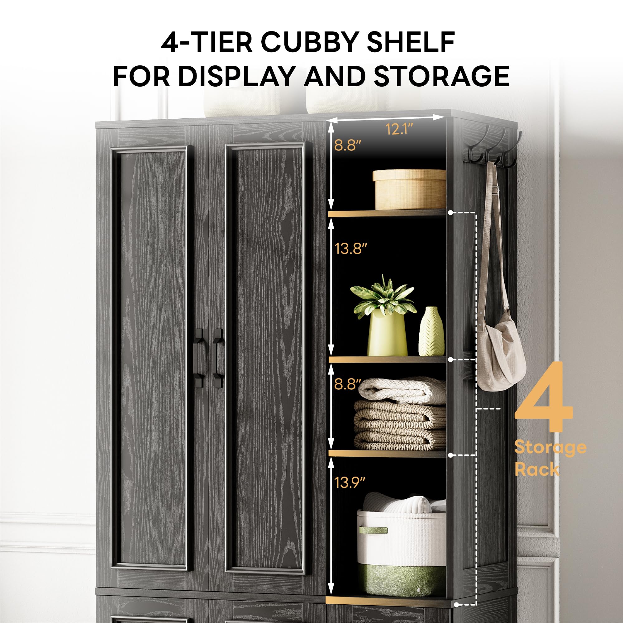 Large 5-Door Wardrobe with Shelves & Hanging Rod