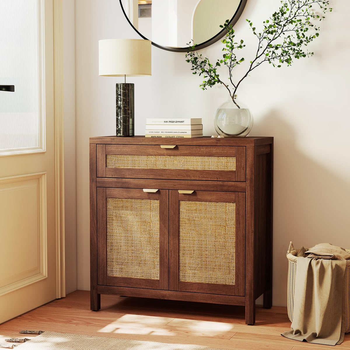 Rattan Sideboard Cabinet Set of 2