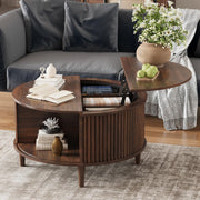 Round Lift-Top Coffee Table with Storage & Sliding Cabinet Door